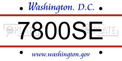 7800SE District Of Columbia License Plate