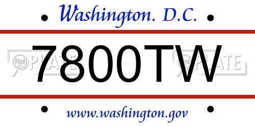 7800TW District Of Columbia License Plate
