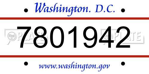 7801942 District Of Columbia License Plate