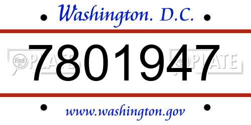 7801947 District Of Columbia License Plate