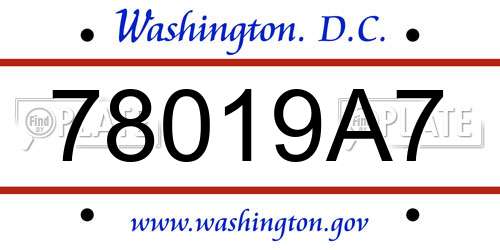 78019A7 District Of Columbia License Plate