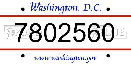 7802560 District Of Columbia License Plate