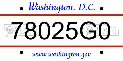 78025G0 District Of Columbia License Plate