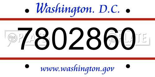 7802860 District Of Columbia License Plate