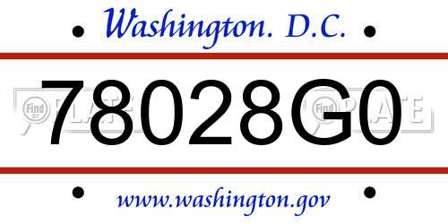 78028G0 District Of Columbia License Plate