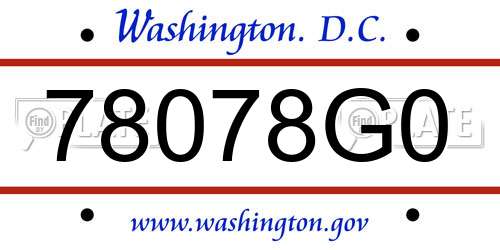 78078G0 District Of Columbia License Plate