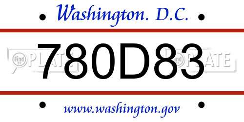 780D83 District Of Columbia License Plate