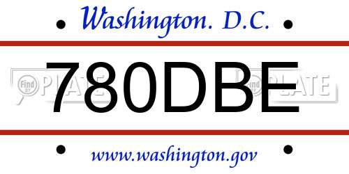 780DBE District Of Columbia License Plate