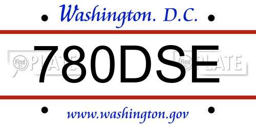 780DSE District Of Columbia License Plate