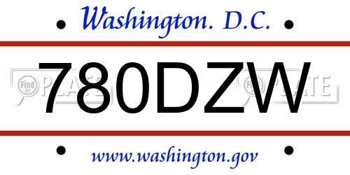 780DZW District Of Columbia License Plate
