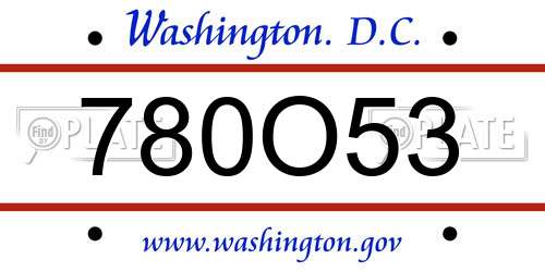 780O53 District Of Columbia License Plate