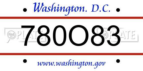 780O83 District Of Columbia License Plate