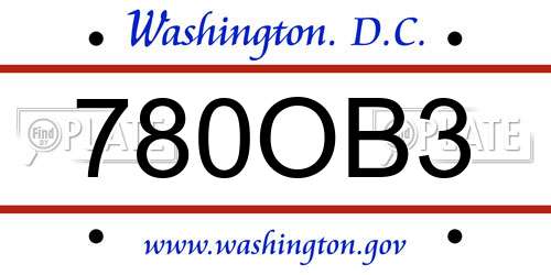 780OB3 District Of Columbia License Plate