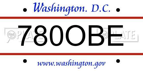 780OBE District Of Columbia License Plate