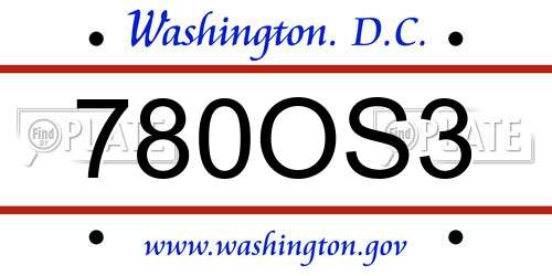 780OS3 District Of Columbia License Plate