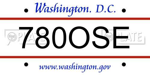 780OSE District Of Columbia License Plate