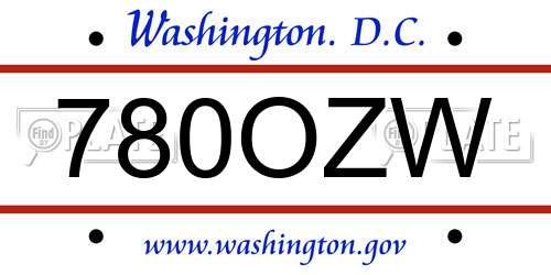 780OZW District Of Columbia License Plate