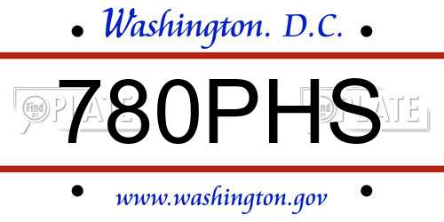 780PHS District Of Columbia License Plate