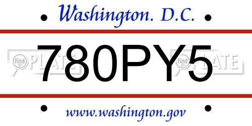 780PY5 District Of Columbia License Plate