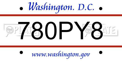 780PY8 District Of Columbia License Plate