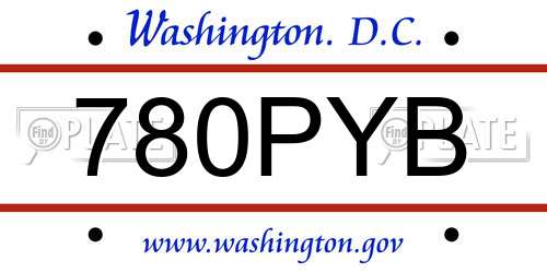 780PYB District Of Columbia License Plate
