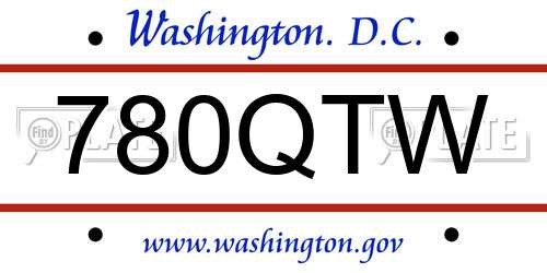 780QTW District Of Columbia License Plate