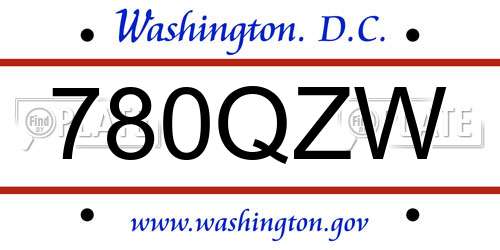 780QZW District Of Columbia License Plate