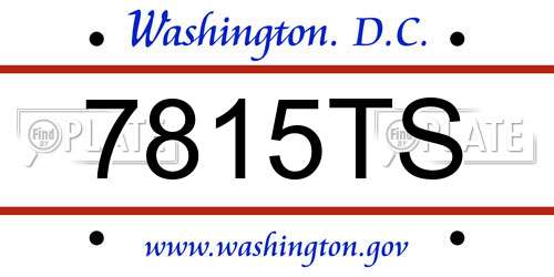 7815TS District Of Columbia License Plate