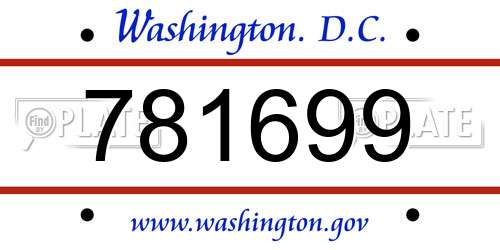 781699 District Of Columbia License Plate
