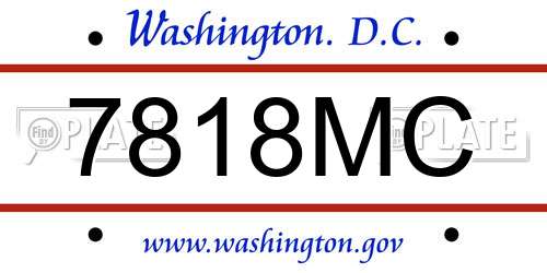 7818MC District Of Columbia License Plate