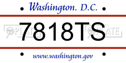 7818TS District Of Columbia License Plate