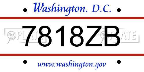 7818ZB District Of Columbia License Plate