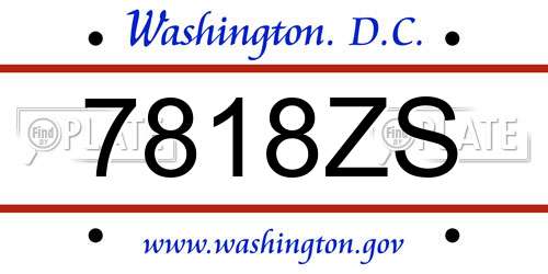 7818ZS District Of Columbia License Plate