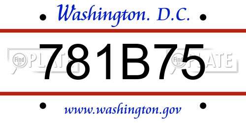 781B75 District Of Columbia License Plate