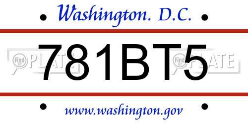781BT5 District Of Columbia License Plate
