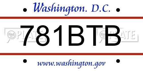 781BTB District Of Columbia License Plate