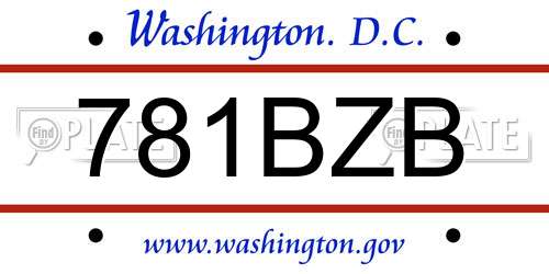 781BZB District Of Columbia License Plate