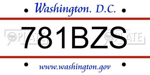 781BZS District Of Columbia License Plate