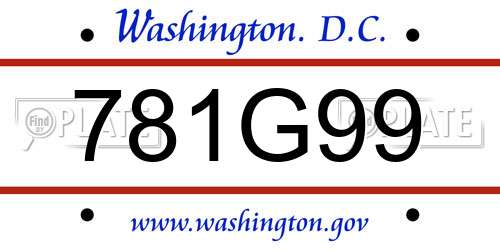 781G99 District Of Columbia License Plate