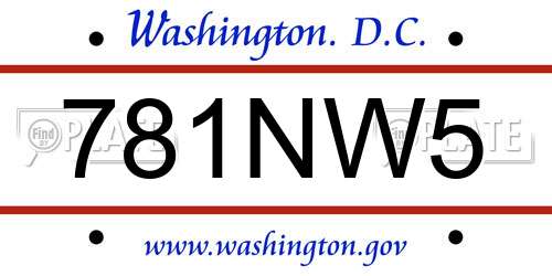 781NW5 District Of Columbia License Plate