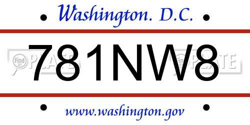 781NW8 District Of Columbia License Plate