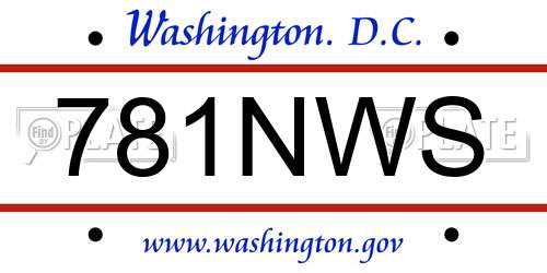 781NWS District Of Columbia License Plate