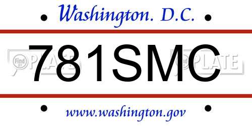 781SMC District Of Columbia License Plate