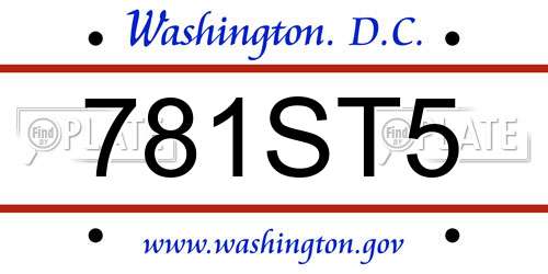 781ST5 District Of Columbia License Plate