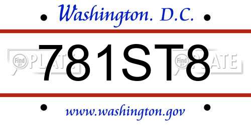 781ST8 District Of Columbia License Plate