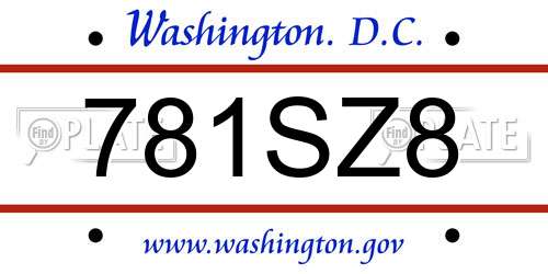 781SZ8 District Of Columbia License Plate