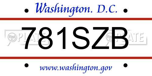 781SZB District Of Columbia License Plate