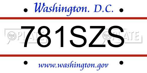 781SZS District Of Columbia License Plate
