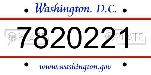 7820221 District Of Columbia License Plate