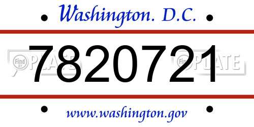 7820721 District Of Columbia License Plate